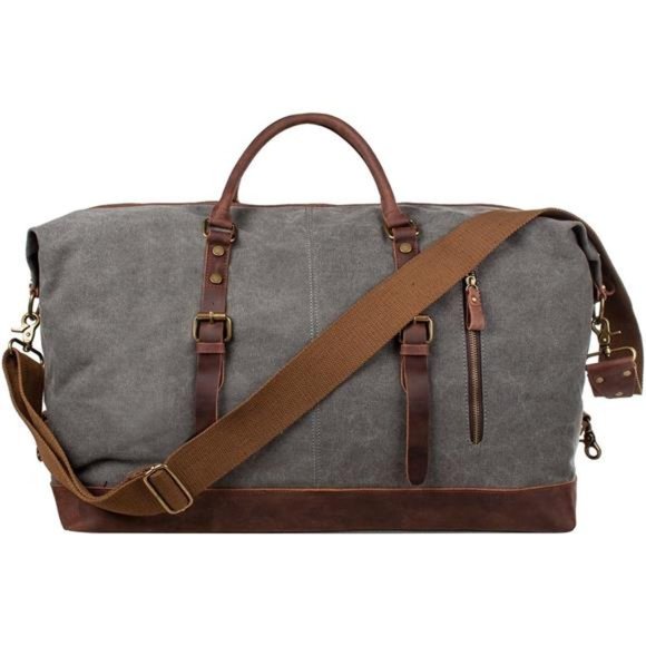 Other - 60L Canvas Duffel Bag Carry on Genuine Leather Overnight Weekender Bag for Men